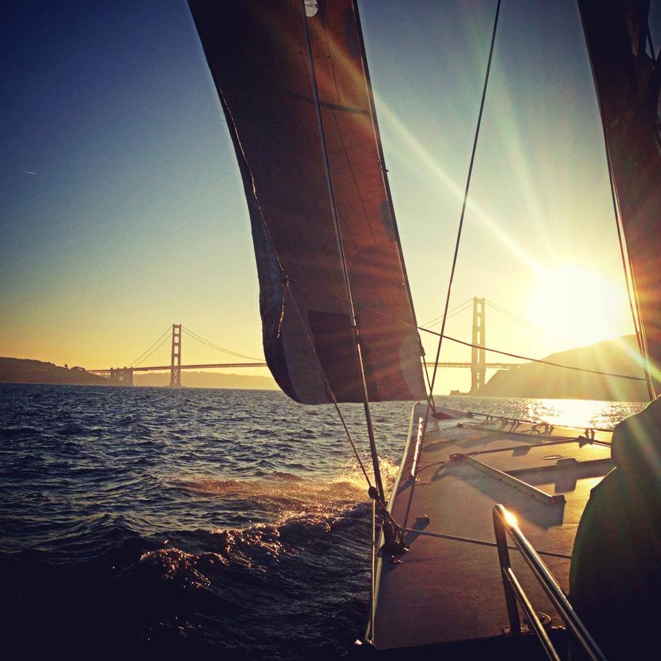 Sailing on San Francisco Bay during Sunset
